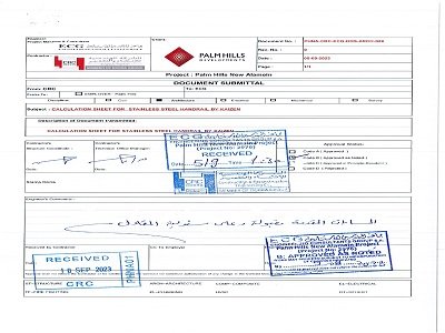 CALCULATION SHEET FOR STAINLESS STEEL HANDRAIL OF PALM HILLA ALAMEIN PROJECT (ECG COMPANY)_page-0001